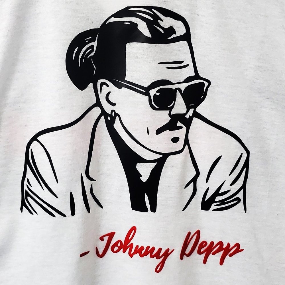 SBC Johnny Depp Short Sleeve V-Neck White T-Shirt